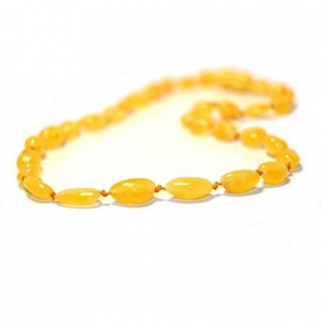 baltic amber necklace, oval beads, butter